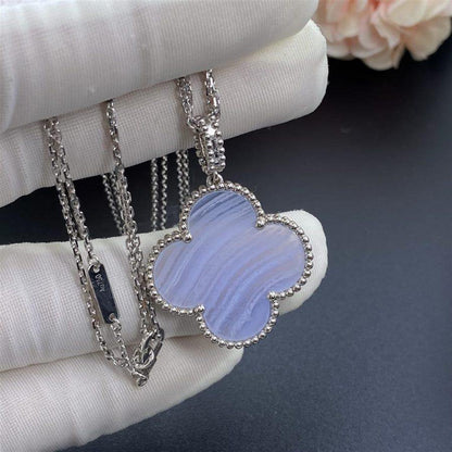 [Star Jewelry]CLOVER SILVER CHALCEDONY BIG CLOVER NECKLACE