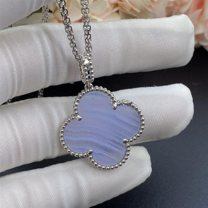 [Star Jewelry]CLOVER SILVER CHALCEDONY BIG CLOVER NECKLACE