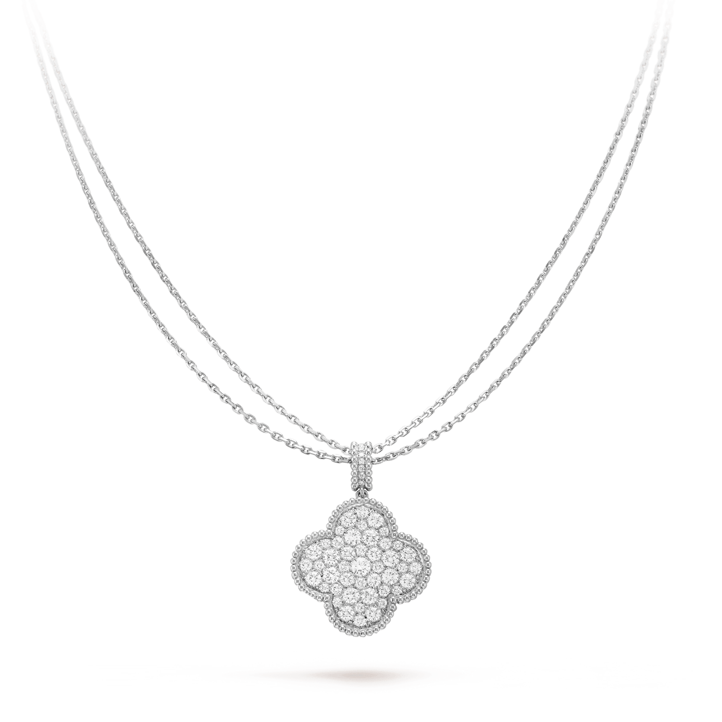 [Star Jewelry]CLOVER 25MM SILVER FULL DIAMOND BIG CLOVER NECKLACE