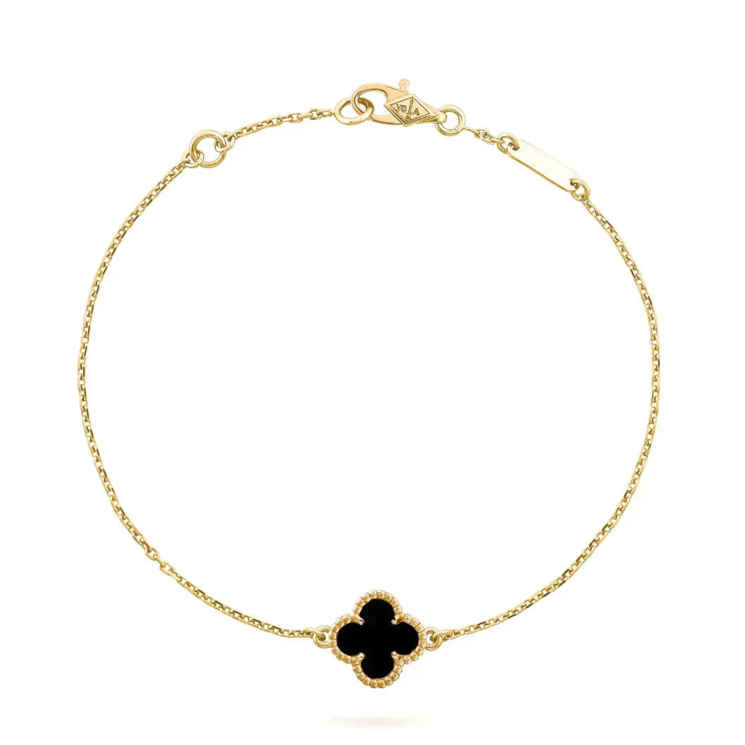 [Star Jewelry]CLOVER ONYX SINGLE FLOWER BRACELET