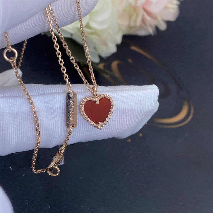 [Star Jewelry]SWEET CLOVER CARNELIAN HEART NECKLACE