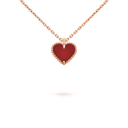 [Star Jewelry]SWEET CLOVER CARNELIAN HEART NECKLACE