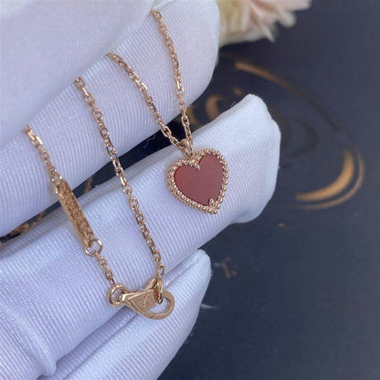 [Star Jewelry]SWEET CLOVER CARNELIAN HEART NECKLACE