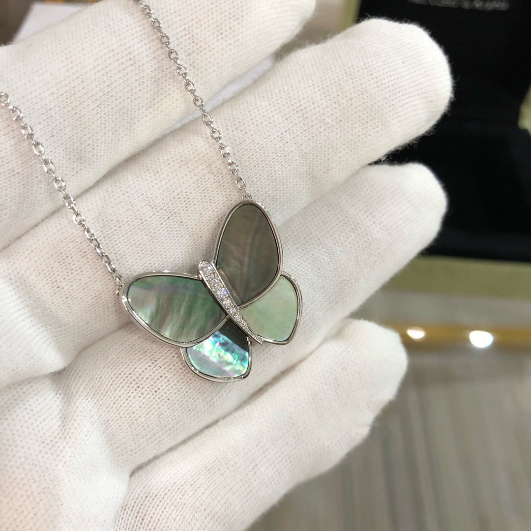 [Star Jewelry]LARGE BUTTERFLY SILVER PENDANT DIAMOND NECKLACE