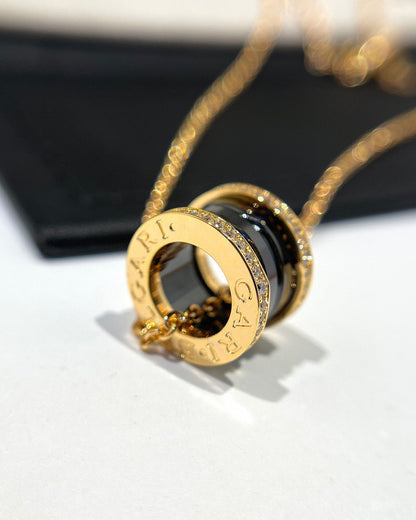 [Star Jewelry]ZERO 1 BLACK CERAMIC DIAMOND PINK GOLD NECKLACE